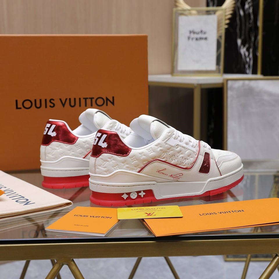 Louis Vuitton Trainer Red Monogram Debossed Calf Leather 1AKCOX view 5