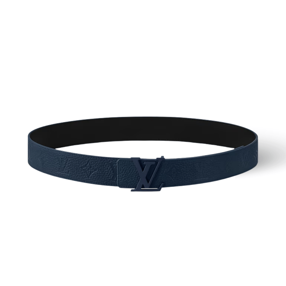 Louis Vuitton LV Taurillon Two Sides 40mm Reversible Men Belt Navy Blue M8663T