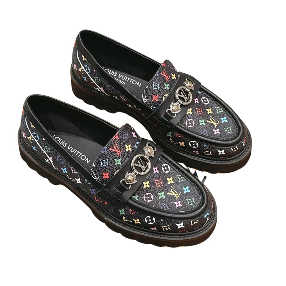 Louis Vuitton LV Monogram Multicolor Black Loafers – Women’s Shoes view 2