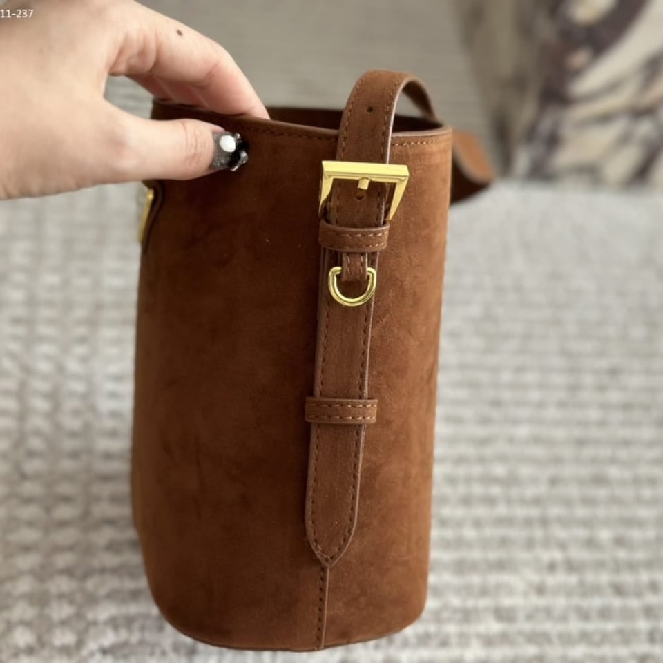 Prada Suede Mini Bucket Bag Cinnamon 18Cm view 6