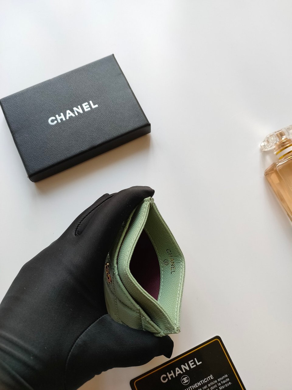 Chanel Card Holder 11.2 Light Grren Grained Calfskin Gold Icon view 5