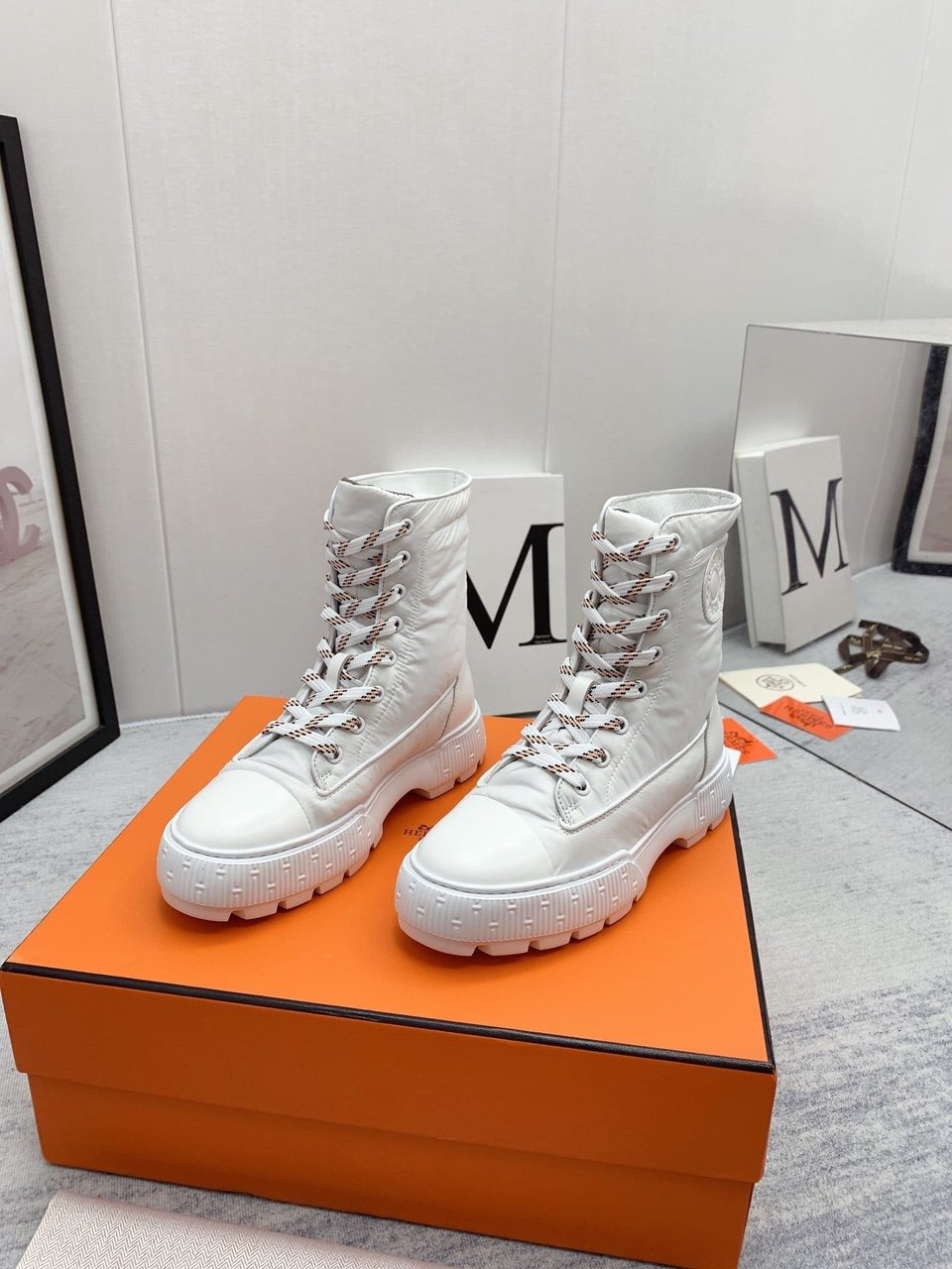 Hermes Fresh Ankle Boots White view 7