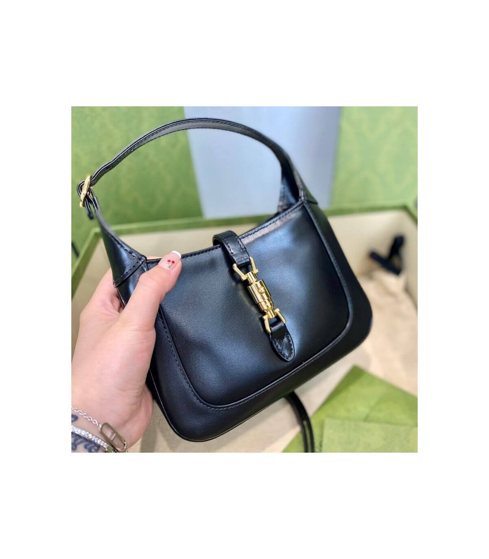 Gucci Jackie 1961 Mini Hobo Bag In Black Leather 19cm view 12