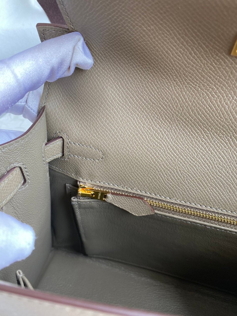 Hermes Kelly 25 Bag In Taupe Epsom Leather For Women 25cm/10in view 6