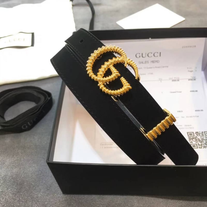 Gucci Suede Belt With Torchon Double G Buckle 602071 view 3