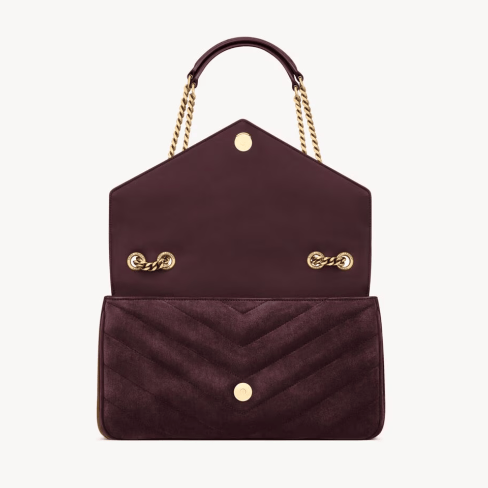 Saint Laurent Loulou Deep Wine Chevron Bag 29cm/11.4in view 5