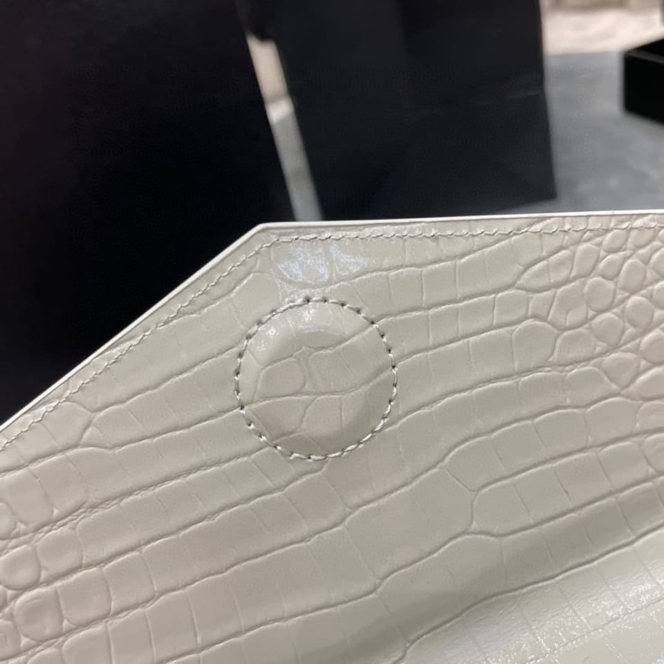 Saint Laurent Uptown Pouch In Crocodile Embossed Shiny Leather view 9