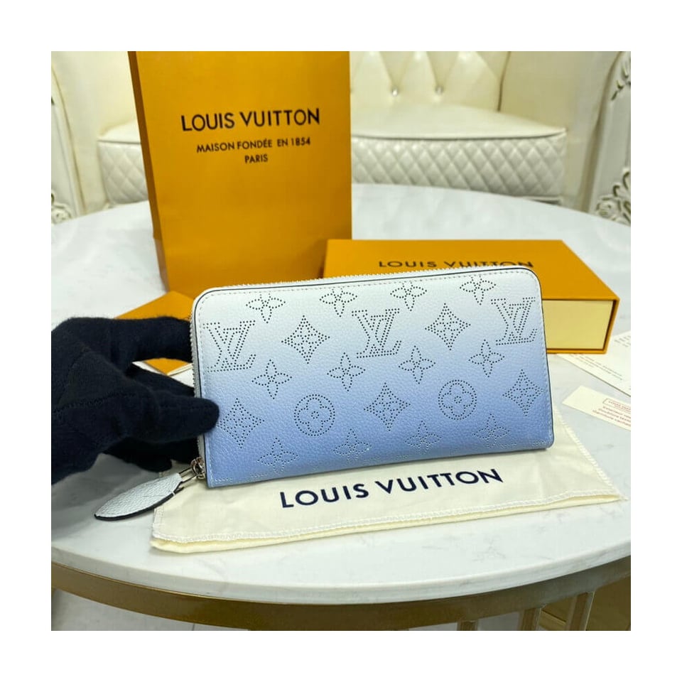 Louis Vuitton Zippy Wallet in Blue Gradient Mahina Perforated Leather view 3
