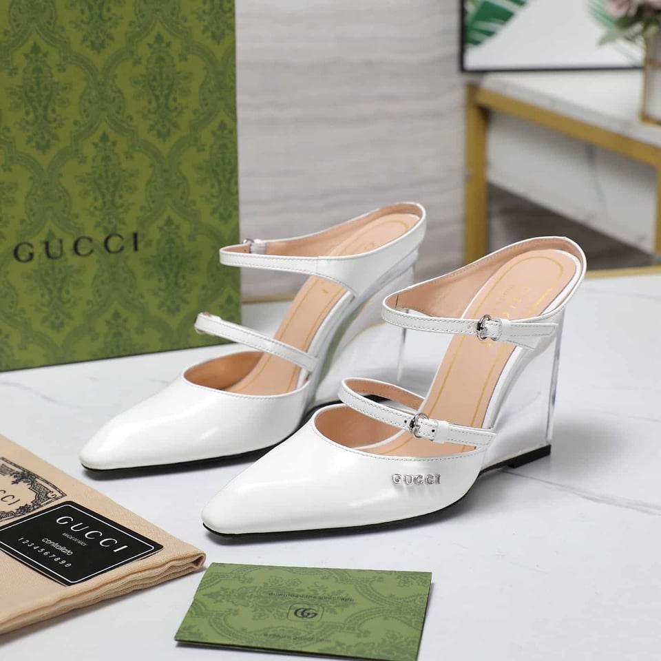 Gucci Women’S Wedge Mule White 827856 Clg00 9014 view 3