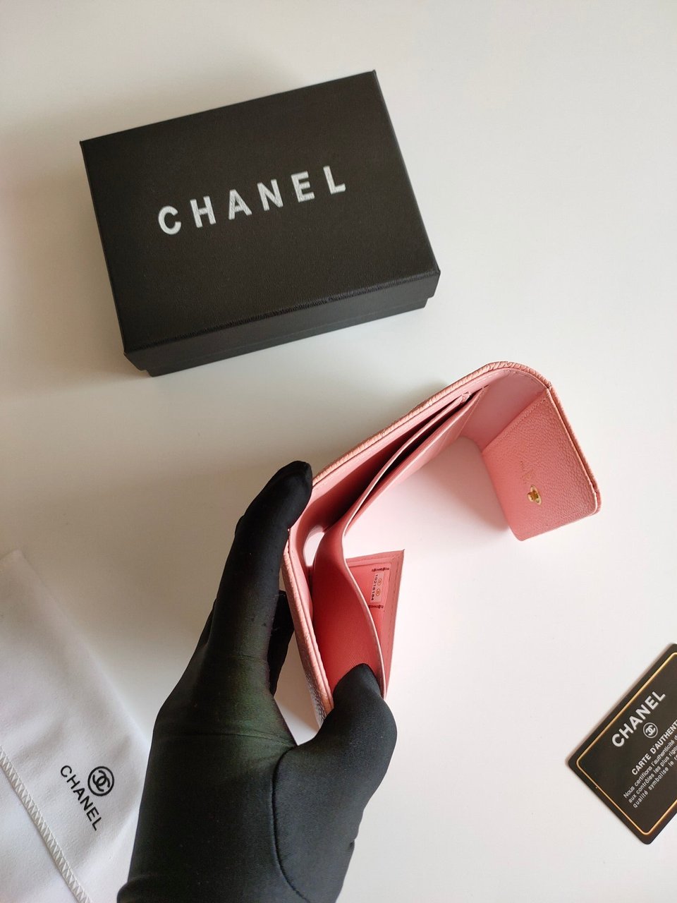 Chanel Square Purse 12 Peach Grained Calfskin Gold Icon view 5