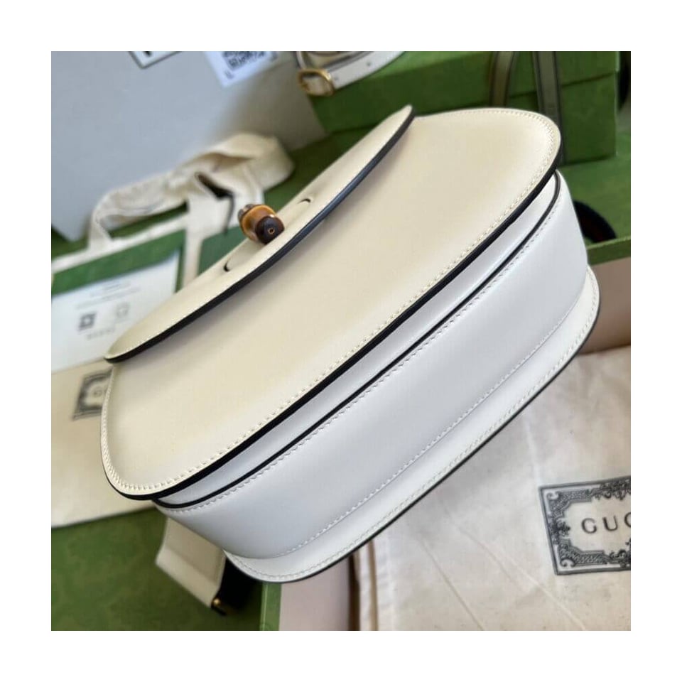 Gucci Small Top Handle Bag with Bamboo White view 7