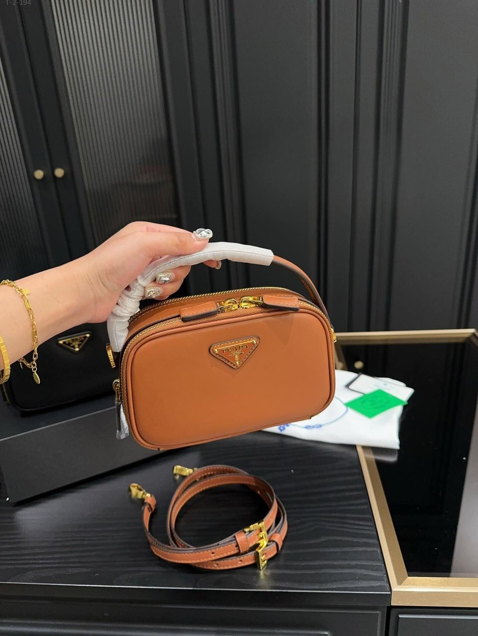 Prada Odette Leather Mini Bag Brown 18Cm view 10