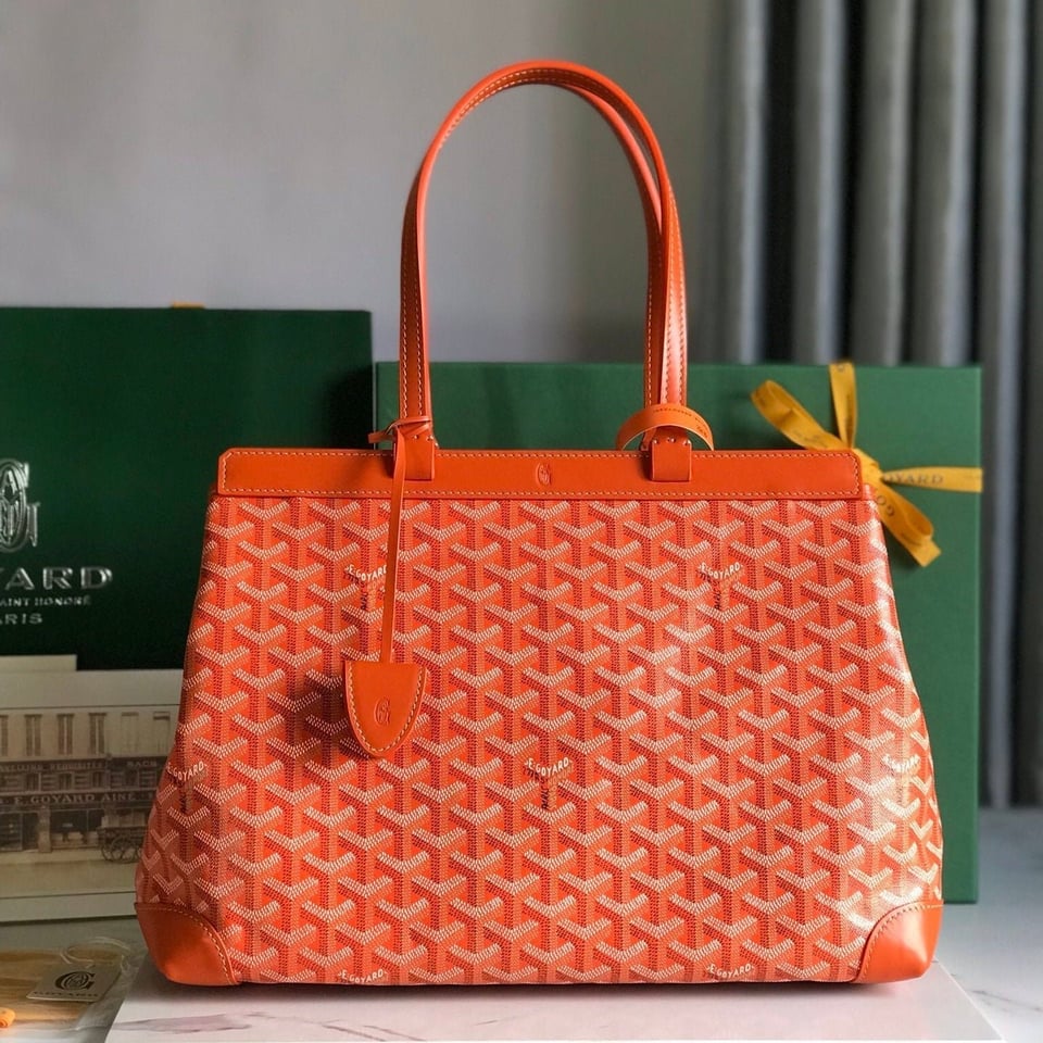 Goyard Bellechasse Biaude Pm Bag 36 Cm Orange Goyardine Canvas And Calfskin Trim view 11