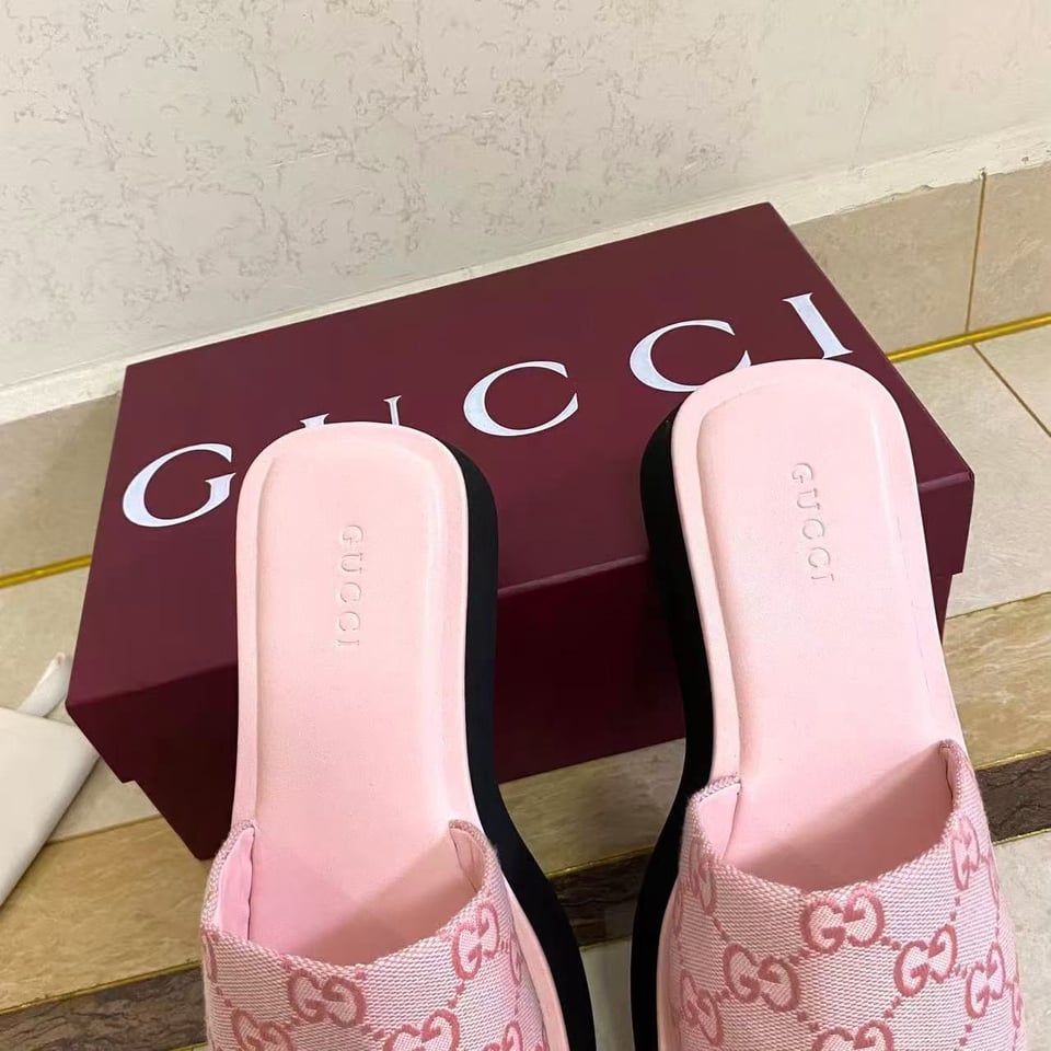Gucci Flatform Slide Sandal Pink GG Canvas ‎A0034R For Women view 8