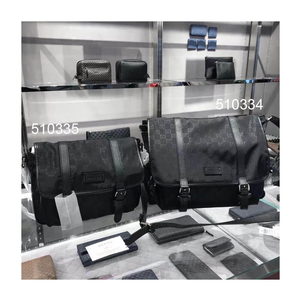 Gucci GG Guccissima Black Medium Nylon Messenger Bag 510334 view 14