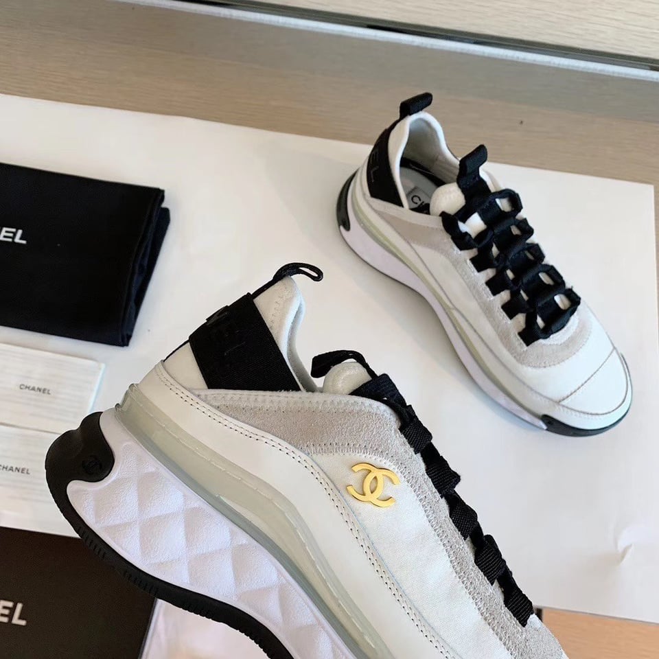 Chanel Velvet Sneakers Ivory And Black G35617 view 8