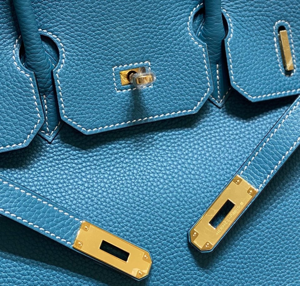 Hermes Birkin 35Cm Bag Cerulean Togo Gold Hardware view 4