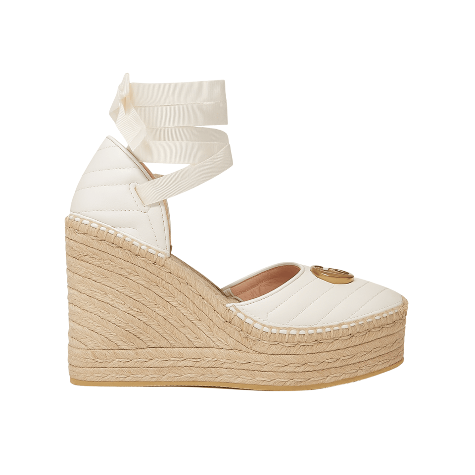 Gucci Leather Platform Espadrille White view 2
