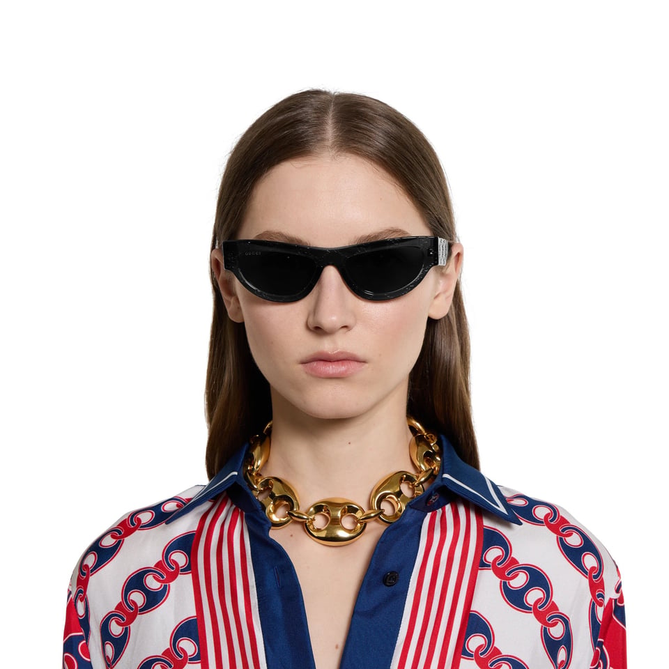 Gucci Dark Grey Cat Eye Sunglasses GG1834S view 4