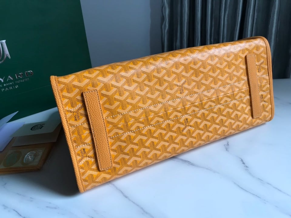Goyard Hardy Pm Bag 40 Cm Yellow Goyardine Canvas And Taurillon Leather Trim view 7