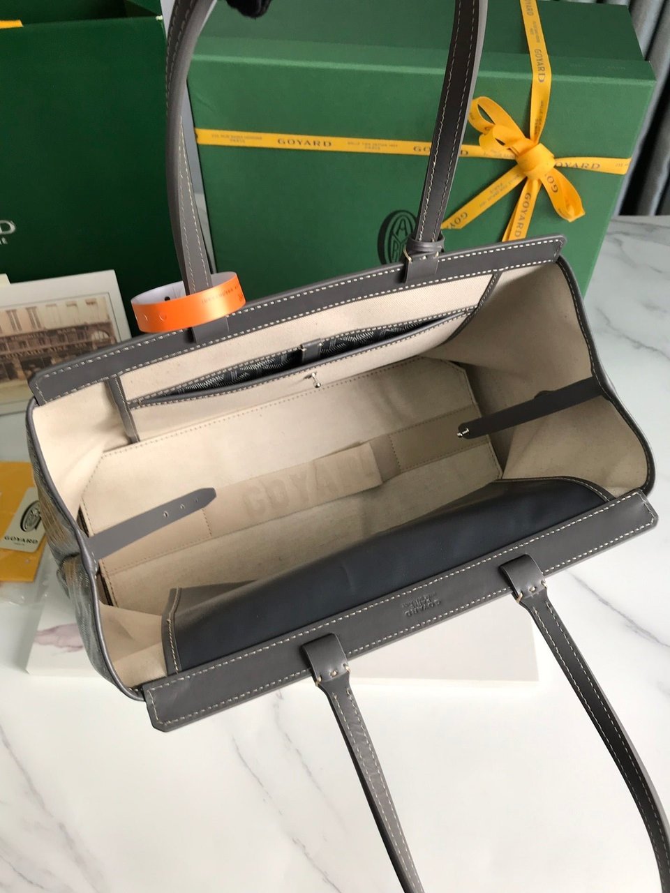 Goyard Bellechasse Biaude Pm Bag 36cm Gray Goyardine Canvas And Calfskin Trim view 3