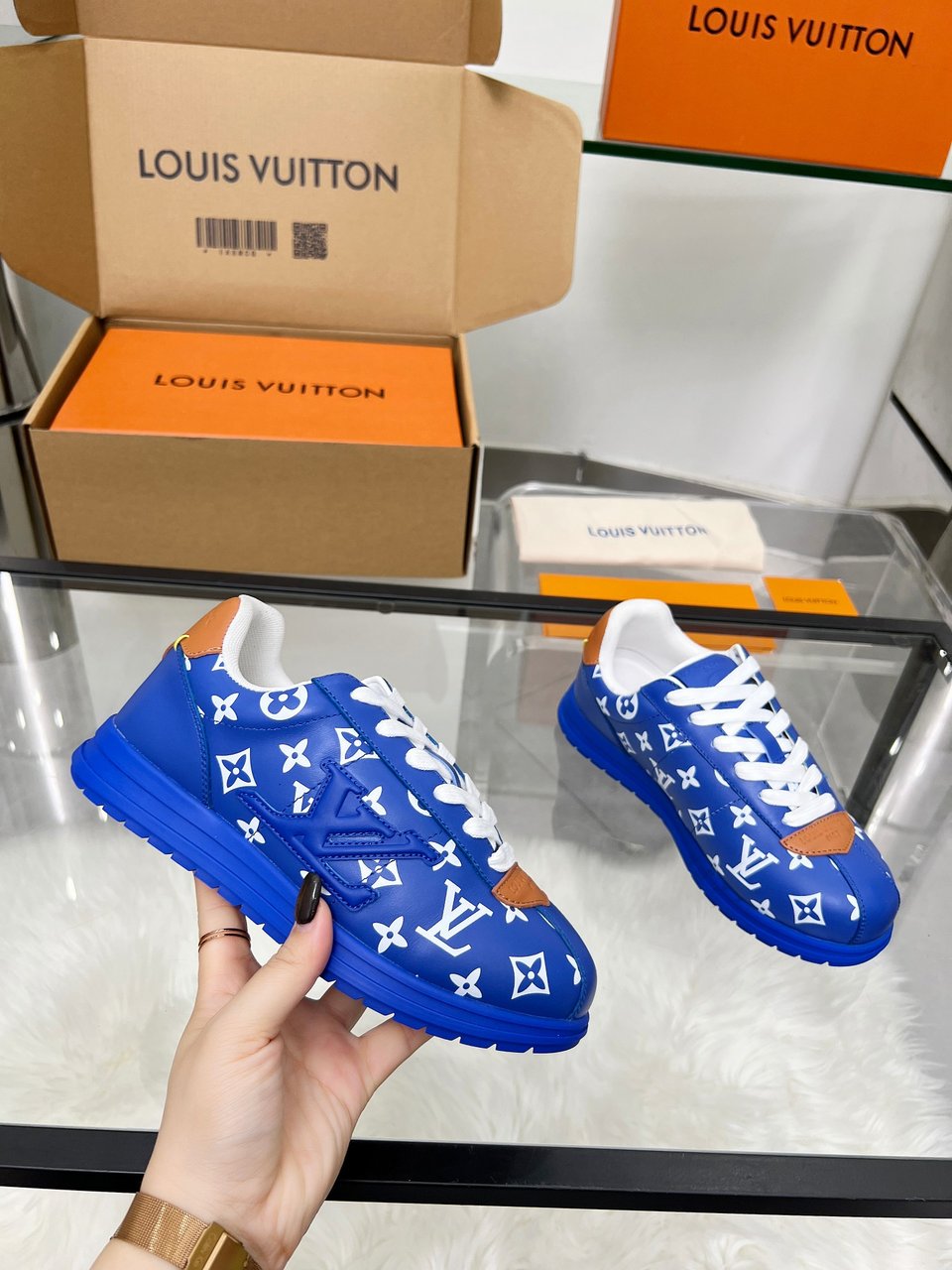 Louis Vuitton LV Trainer Sneaker Blue Monogram – Leather – Women’s Shoes view 3