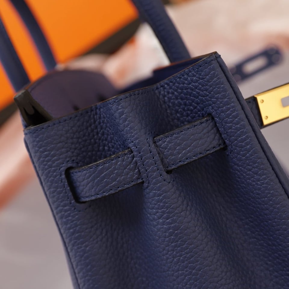 Hermes Birkin Bag 35 Navy Togo Gold Hardware view 9