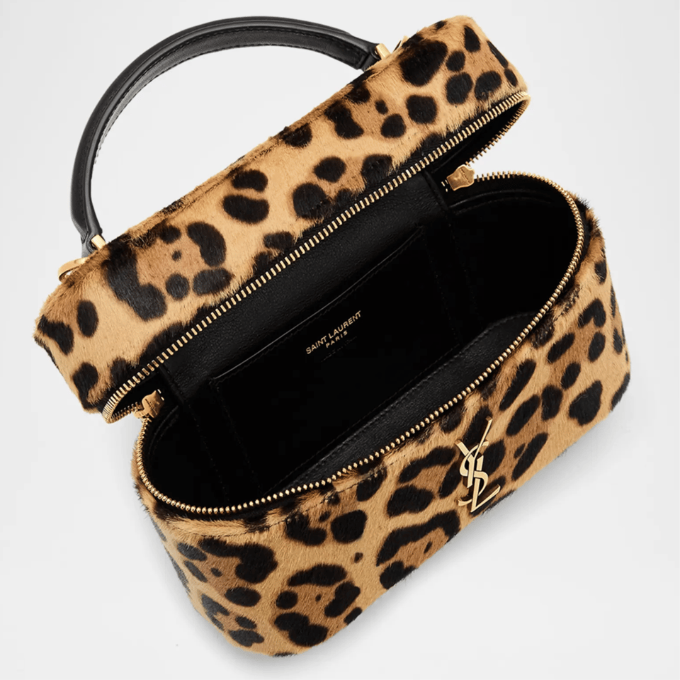 Saint Laurent Leopard Haircalf Vanity Bag with YSL Monogram 18cm view 4