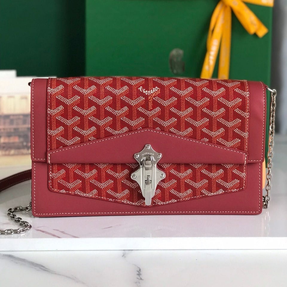 Goyard Duchesse Marie-Caroline Bag 25 Cm Red Goyardine Canvas And Smooth Calfskin view 2