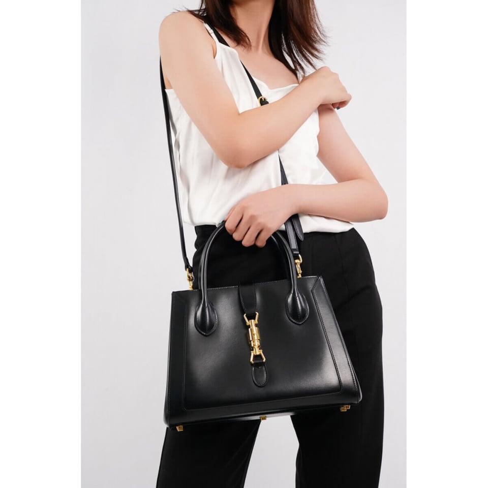 Gucci Jackie 1961 Medium Tote Bag in Black Leather 30cm view 7