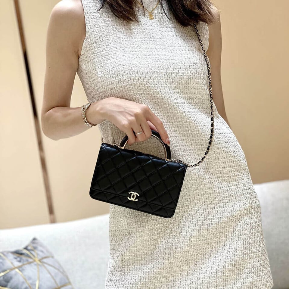 Chanel Wallet On Chain Top Handle Lambskin WOC view 7