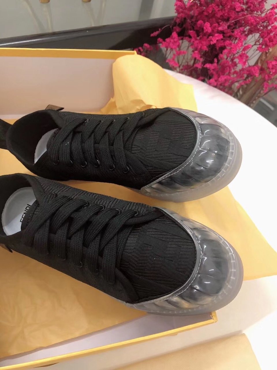 Fendi Corda Low Top Sneaker Tess Canvas Black view 7