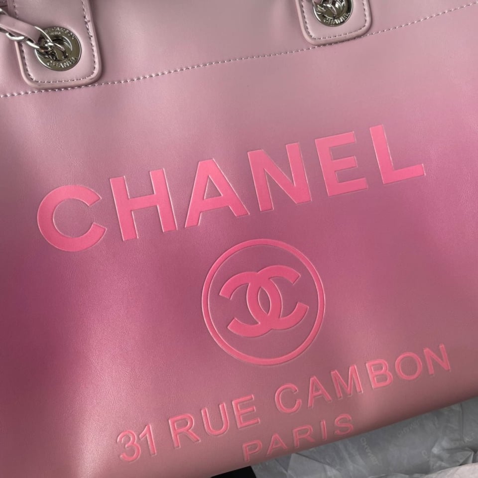 Chanel Shopping Bag 34Cm Pink Purple Calfskin Silver Hardware view 8