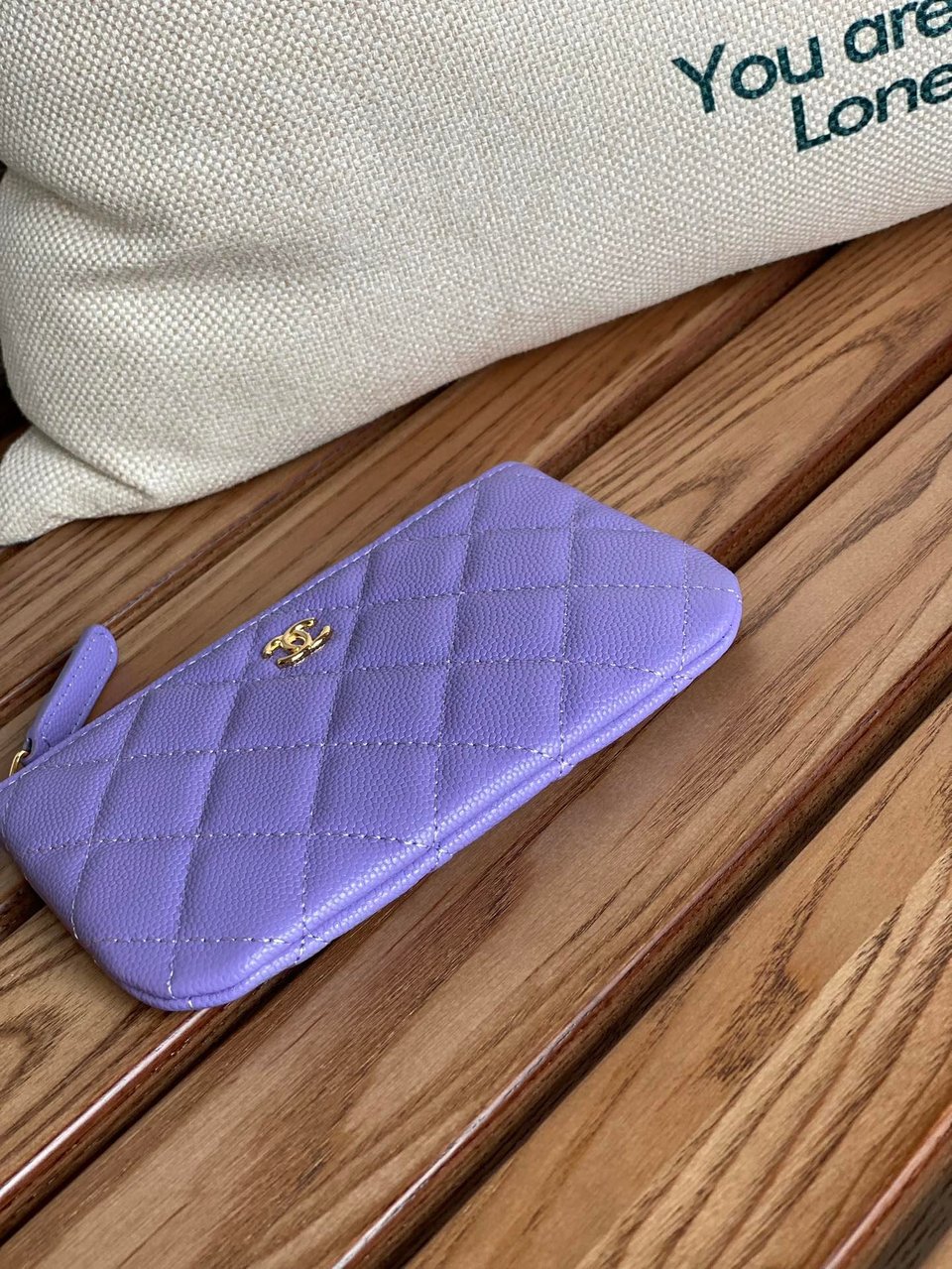 Chanel Zipped Wallet 15 Purple Caviar Gold Hardware view 7