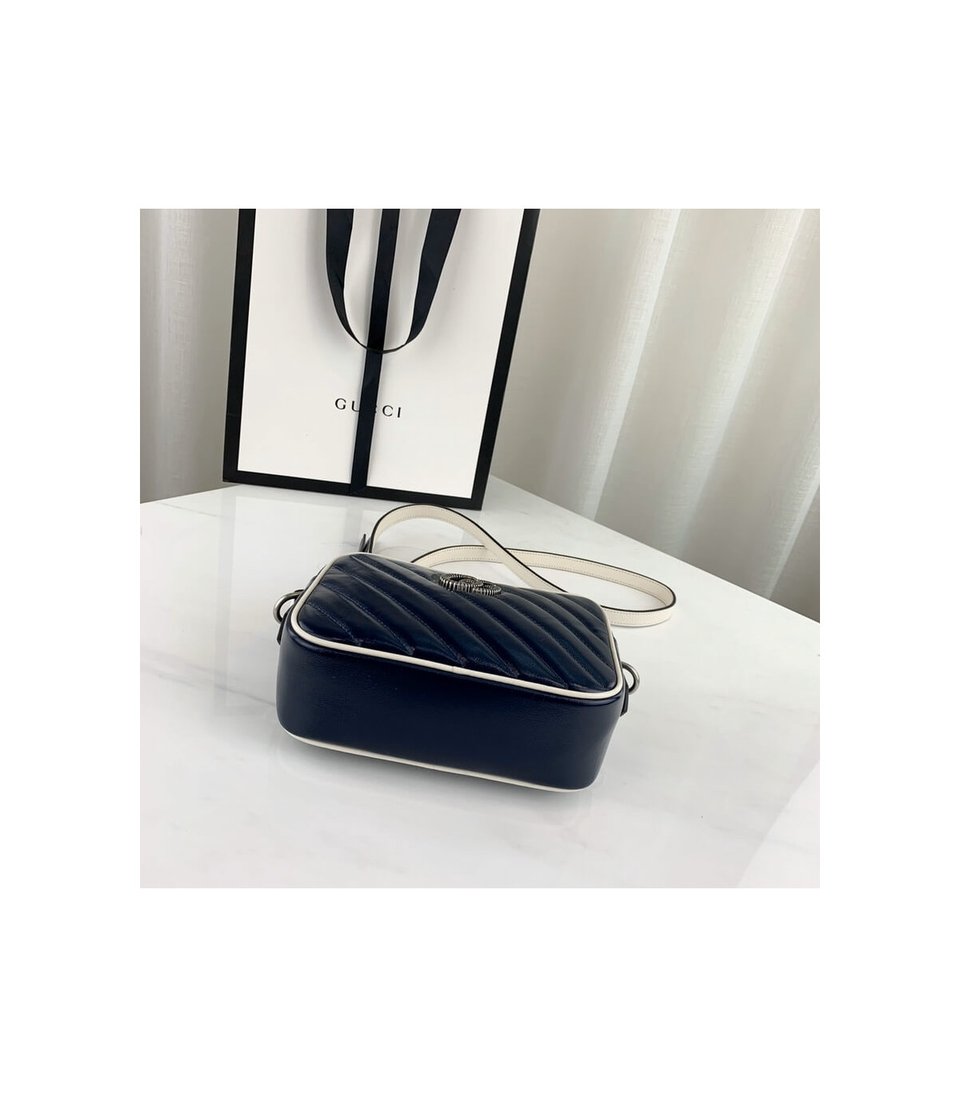 Gucci Diagonal GG Marmont Mini Bag Blue/White view 5