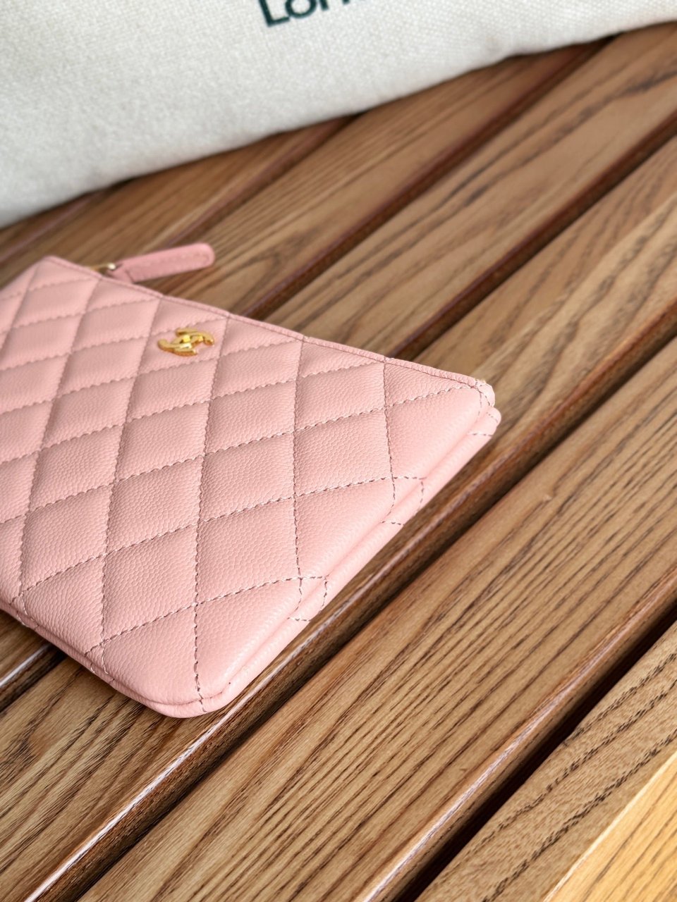 Chanel Zipped Wallet 20Cm Pink Quilted Caviar Gold Hardware view 3