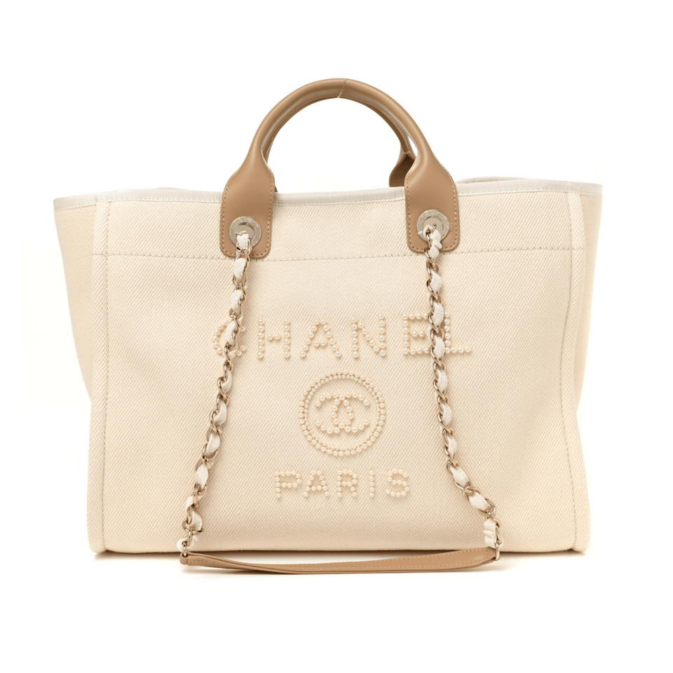 Chanel Deauville Shopping Small Tote 35Cm Mixed Fabric Calfskin White view 2