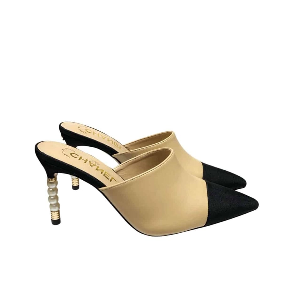 Chanel Mules Grosgrain Beige view 2