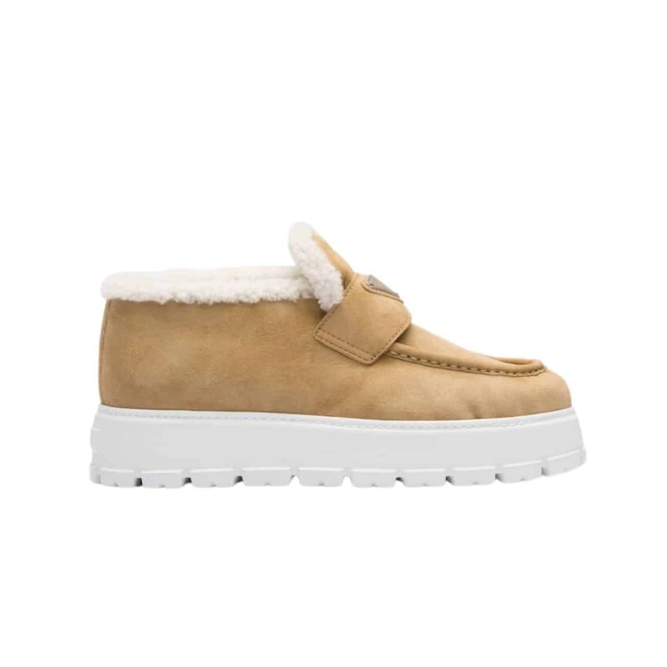 Prada Suede Loafer Booties Ecru 1D245N 3I2M F0379 F Zb45 view 2