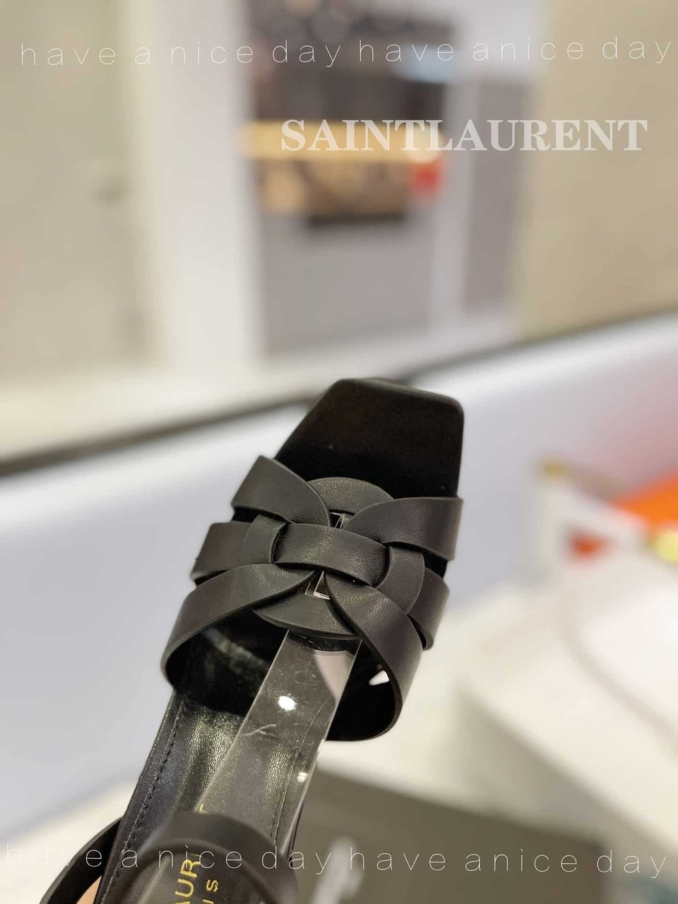 Saint Laurent Tribute Platform Sandals In Smooth Leather Black view 4