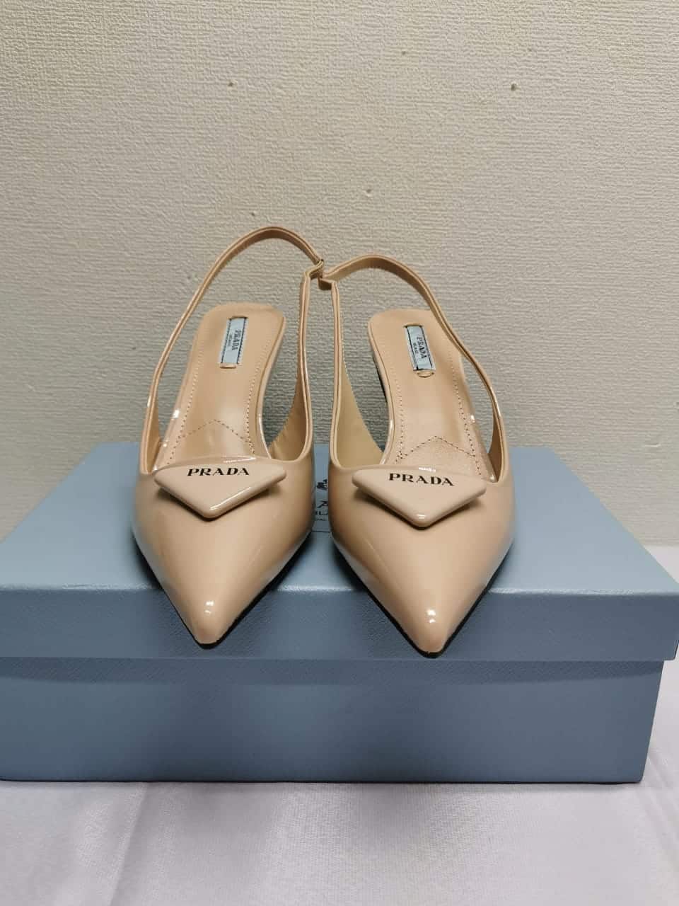 Prada Brushed Leather Slingback Pumps Beige Pink 1I901M055F0236F075 view 6