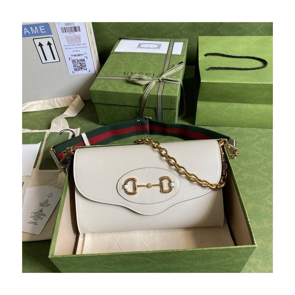 Gucci Horsebit 1955 Small Bag In White Leather view 6