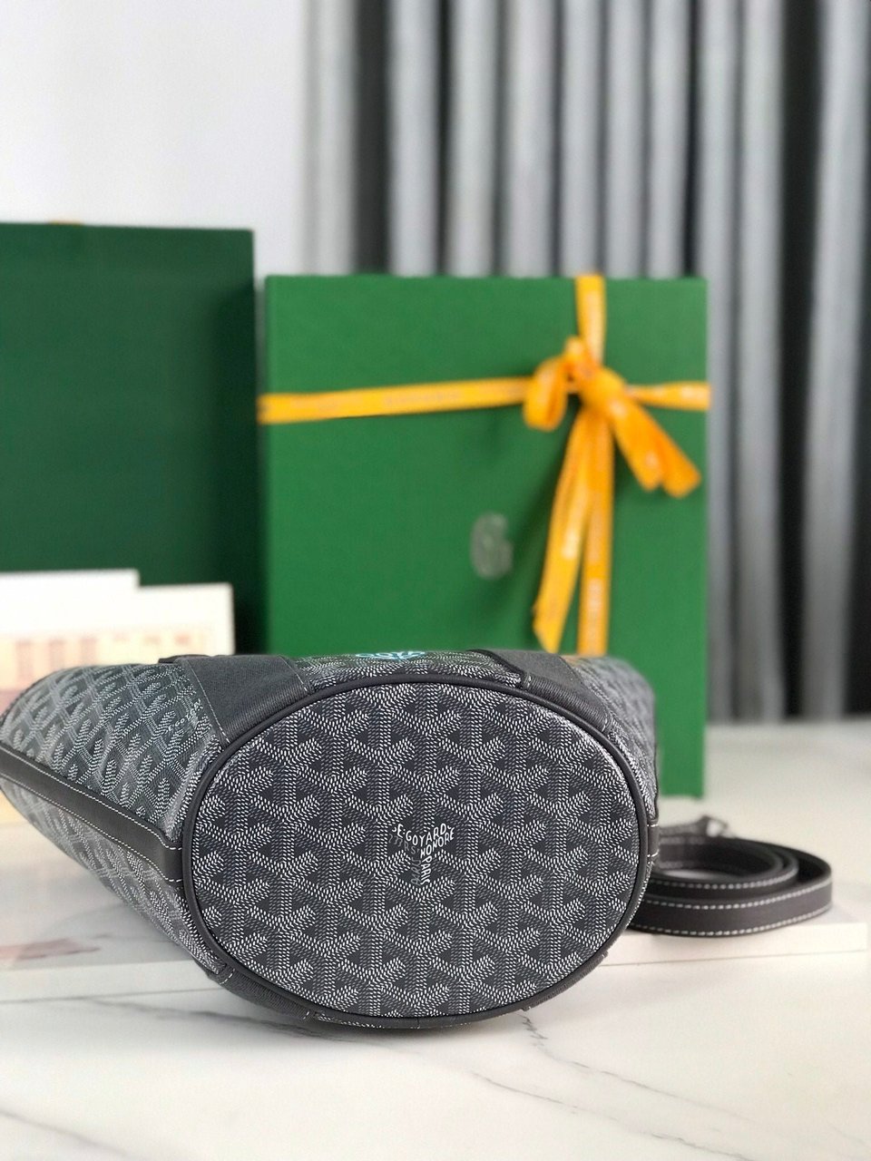 Goyard Small Belharra 24 Cm Gray Goyardine Canvas And Lambskin view 6