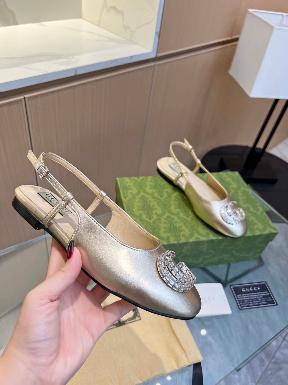 Gucci Gg Crystal Slingback Silver view 4