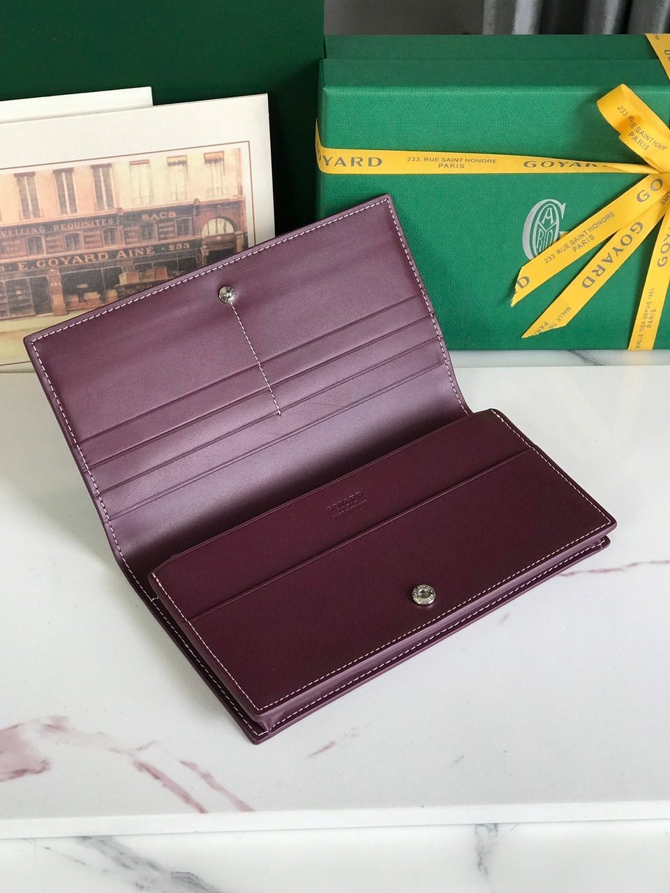 Goyard Richelieu Wallet 19 Cm Wine Red Goyardine Canvas view 3