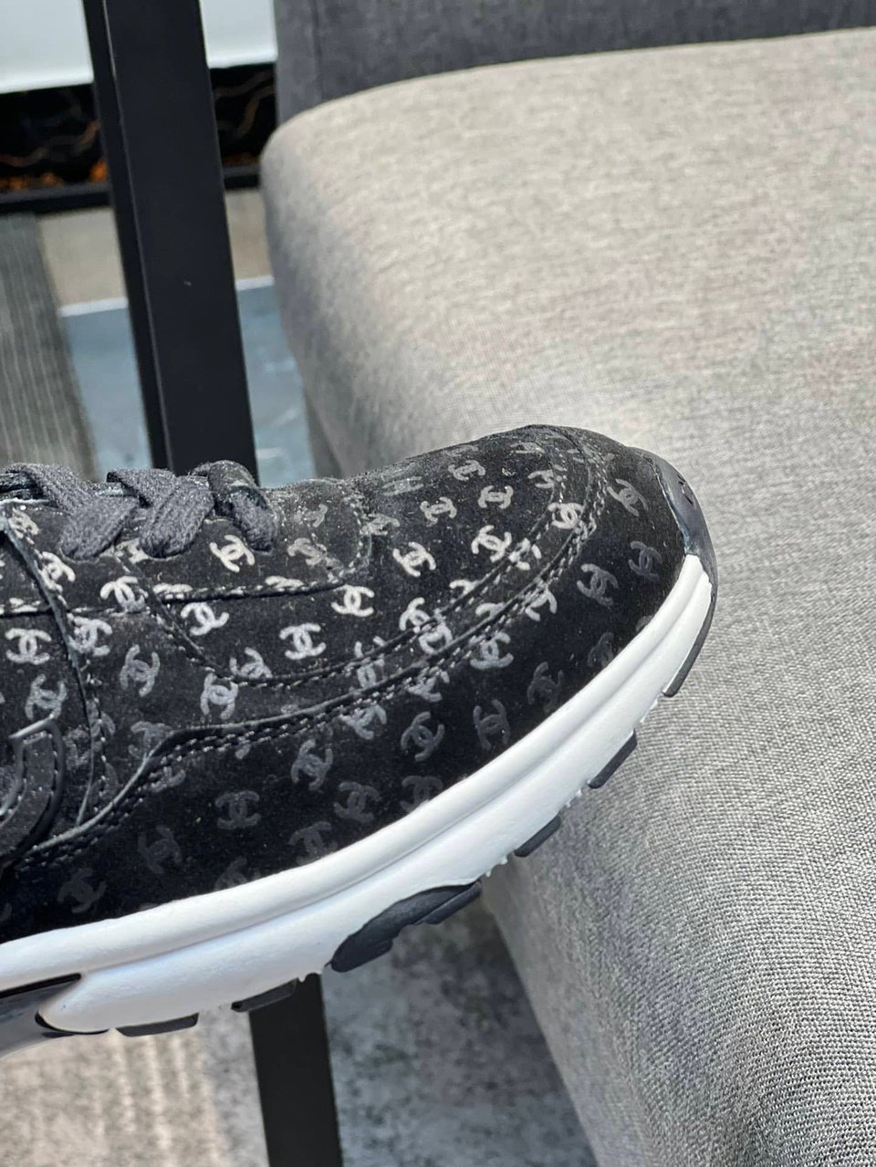 Chanel Cc Embossed Logo Suede Black view 3
