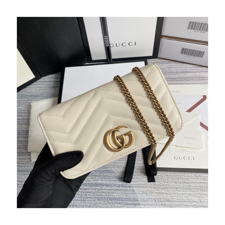 Gucci GG Marmont Mini Bag In White Leather view 4