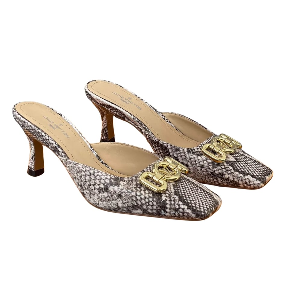 Louis Vuitton Lv Square Toe Snake Print Pump view 2
