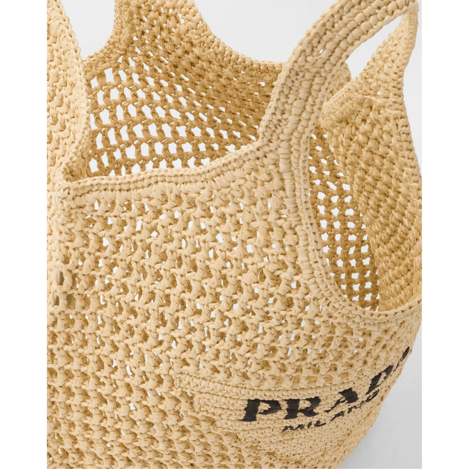 Prada Raffia Tote Bag Beige Straw Beach Bag 51 cm view 5