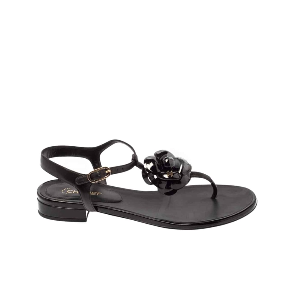 Chanel Jelly Black Rubber Camellia Sandals Black view 2